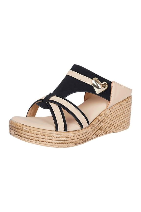 Slippers For Women T Strap Dress Sandals Wedding Bridal Bride Platfor Color Block Wedge Shoes Daily Wear