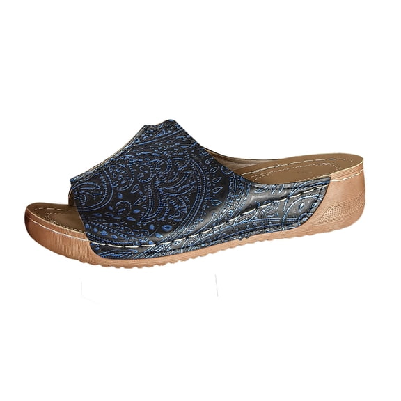 Wovix Slippers For Women Trendy Leather Wedges Sandals Open Toe Silent Footwear Durable Non- Shoes Indoor Outdoor Shoes