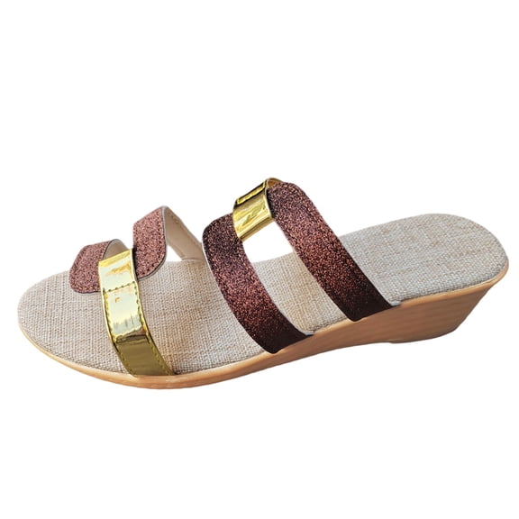 Wovix Slippers For Women Trendy Wedge Band Arch Support Beach Shoes Lightweight Sandals Casual Classic Daily Wear Black 37