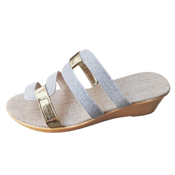 Wovix Slippers For Women Trendy Wedge Band Arch Support Beach Shoes Lightweight Sandals Casual Classic Daily Wear Black 37