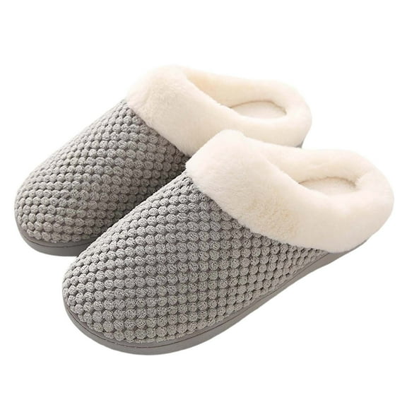 Wovix Slippers for Womens Warm Memory Foam Anti- House Shoes Comfortable Cotton Slippers Home Bedroom Shoes Indoor Outdoor Fuzzy Collar Thermal Daily
