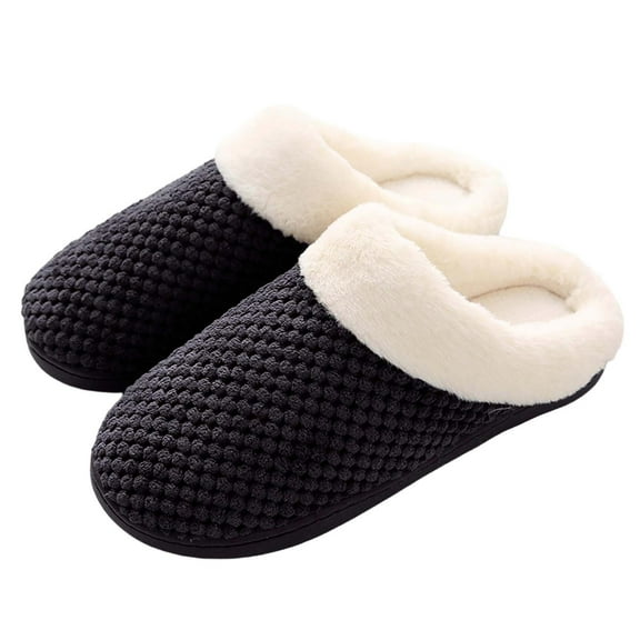 Wovix Slippers for Womens Warm Memory Foam Anti- House Shoes Comfortable Cotton Slippers Home Bedroom Shoes Indoor Outdoor Fuzzy Collar Thermal Daily