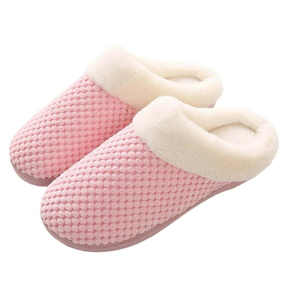 Wovix Slippers for Womens Warm Memory Foam Anti-Slip House Shoes Comfortable Cotton Slippers Home Bedroom Shoes Indoor Outdoor Fuzzy Collar Thermal Daily