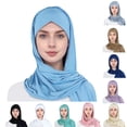 thumbnail image 1 of Wovix Solid Color Design Stretch Head Scarf Instant Hijab for Women Muslim Jersey Turban Ready to Wear Scarf Soft Lightweight For Daily, 1 of 4