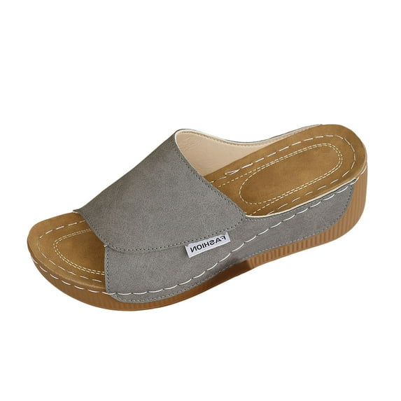 Wovix Summer Slipper For Women Platform Open Toe Lightweight Comfy Stacked Shoes Casual Plaid Sandals Indoor Outdoor Shoes Black 36