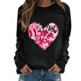 thumbnail image 1 of Wovix Valentine Day Sweatshirt For Women Love Heart Printed Pullover Cute Long Sleeve Crew Neck Casual Tops Honeymoon Wear, 1 of 5