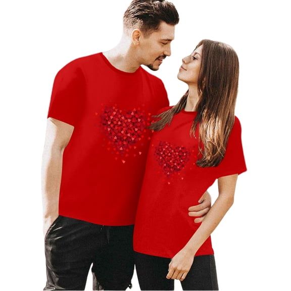 Wovix Valentine'S Day Shirts For Women Lightweight Breathable Tees Crewneck Short Sleeve Pullover Romantic Couple Matching Outfits Tops 2026