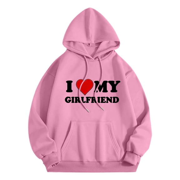 Wovix Valentine's Day Matching Hoodie For Cozy Oversized Pullover Casual Streetwear Soft Fleece Sweatshirt With Hood Couples Idea