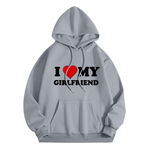 Wovix Valentine's Day Matching Hoodie For Cozy Oversized Pullover Casual Streetwear Soft Fleece Sweatshirt With Hood Couples Idea