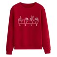 thumbnail image 1 of Wovix Valentines Shirts Women Love Sign Tops Hand Language Graphic Tee Long Sleeve Crewneck Pullover Slouchy Tops Daily, 1 of 4