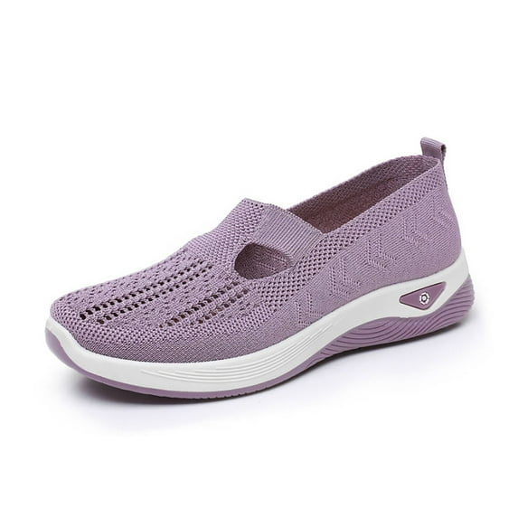 Wovix Walking Shoes for Women Woven Breathable Soft Sneaker Non-Slip Arch Support Anti-Skid Slip On Wide Bulky Sports Shoes Basic Lightweight Daily