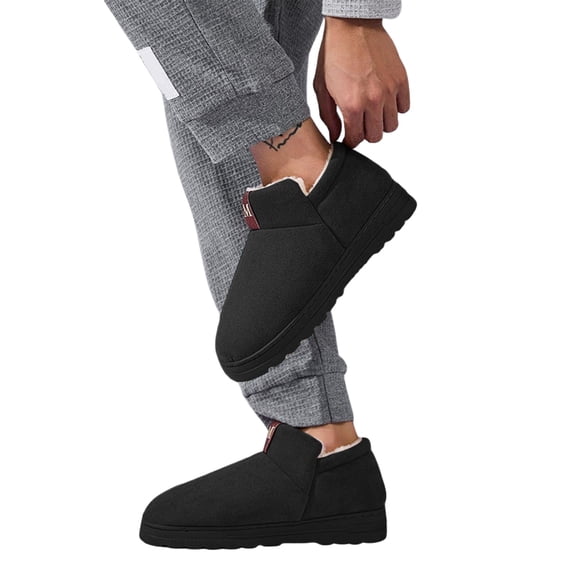 Wovix Winter Men's Snow Boots Toddler Boys Thermal Comfortable Daily Outdoor Activities Winter Boot Plaid Waterproof Shoes Winter Black 38-39