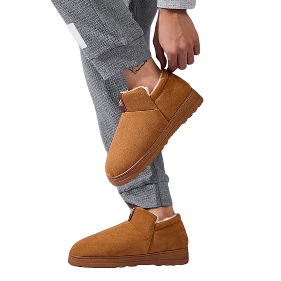 Wovix Winter Men's Snow Boots Toddler Boys Thermal Comfortable Daily Outdoor Activities Winter Boot Plaid Waterproof Shoes Winter Brown 42-43