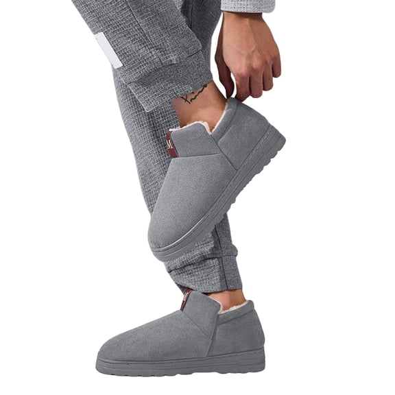 Wovix Winter Men's Snow Boots Toddler Boys Thermal Comfortable Daily Outdoor Activities Winter Boot Plaid Waterproof Shoes Winter Grey 38-39