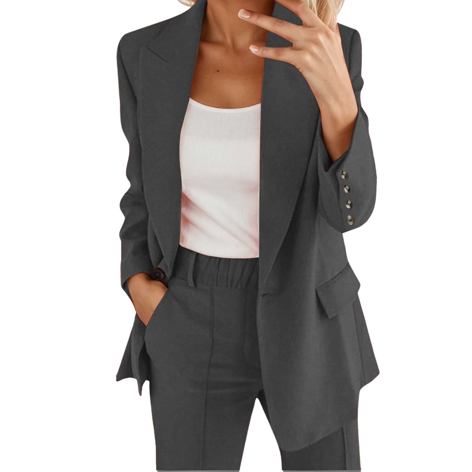 Voghtic Women's 2-Piece Denim Outfit Set - Zipper Cropped Jean Jacket & Cargo Pants Matching Set
