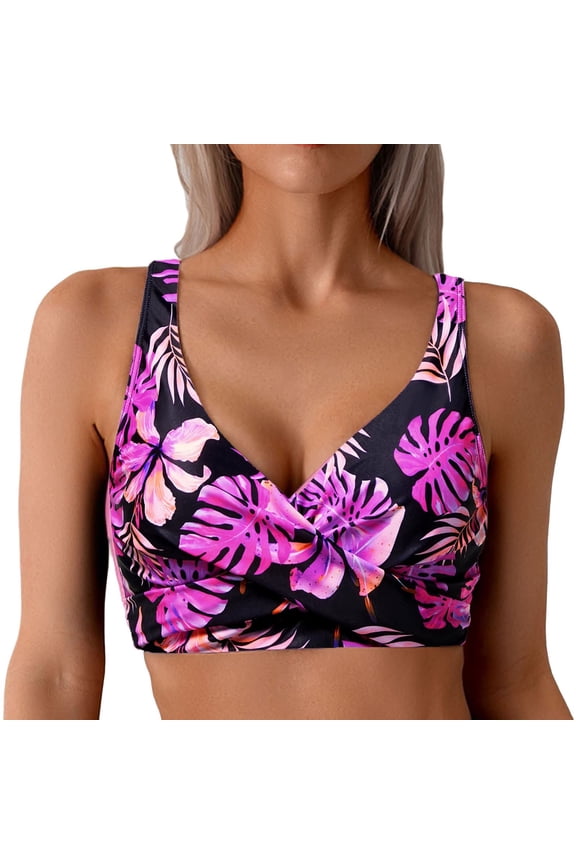 Women Bikini Top Push Up Bathing Suit Top Only Large Bust Swim Top Swimsuit Top