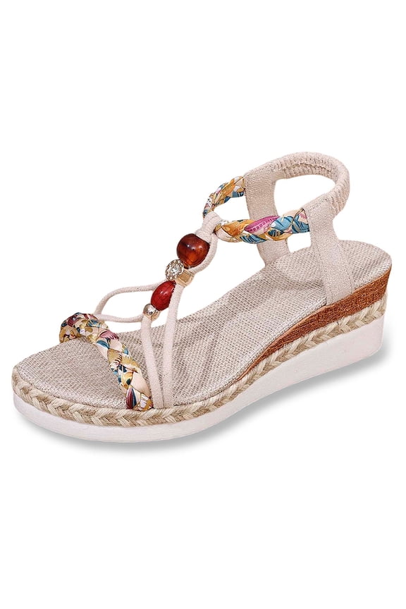 Women Bohemian Wedge Sandals Wide Width Casual Platform Sandals Beach Dressy Party Wear Shoes