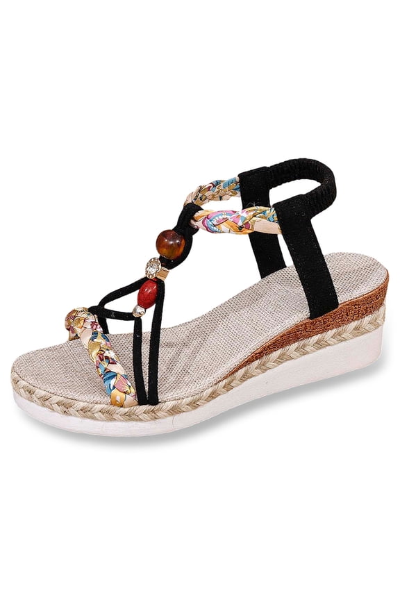 Women Bohemian Wedge Sandals Wide Width Casual Platform Sandals Beach Dressy Party Wear Shoes