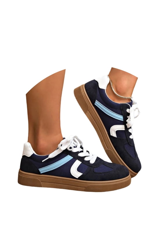 Women Casual Shoes Classic Retro Gum Sole Fashion Sneakers Casual Tennis Skate Shoe Walking Footwear Anti Slip Trainers Navy 41