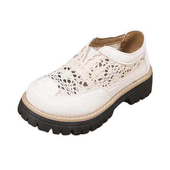 Wovix Women Casual Shoes Platform Lace-Up Wingtips Round Toe Oxfords Shoe Plaid Breathable Soft Shoes Dress Wear Work Daily