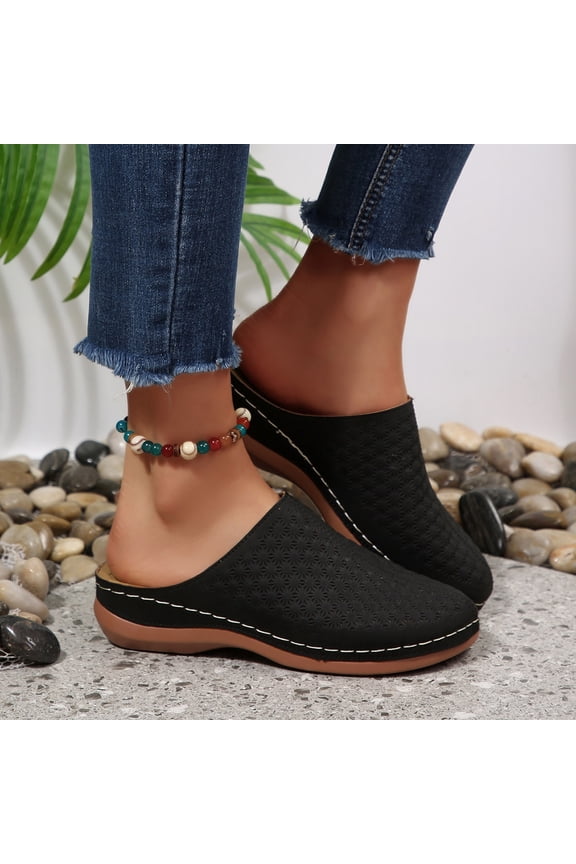 Women Closed Toe Sandals Arch Support Comfy Slippers Summer On Beach Casual Comfort Wide Width Ladies Shoes Black 36