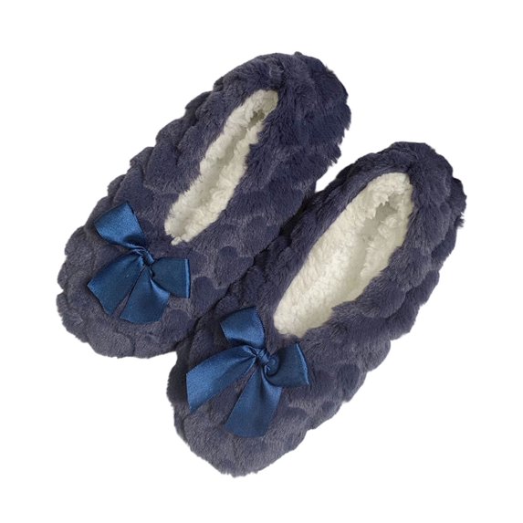 Wovix Women Comfort Thermal Fuzzy Ankle Bootie Slippers Anti- Sole Indoor Outdoor Solid Barefoot House Shoes Navy 42