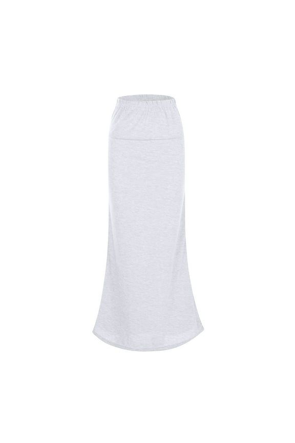Women Cotton Blended Skirt Solid Trendy Slim Shape Wear Dress Shaper Skirt Work Daily White S