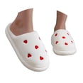 thumbnail image 1 of Wovix Women Cozy Valentine's Day Couple Slippers With Heart Design Indoor Outdoor Comfortable Flat Sole Soft Lightweight Shoes White 36-37, 1 of 7