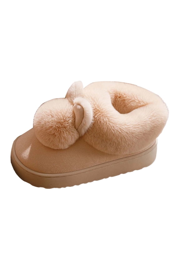 Women Cute Bow-tie Bunny Slippers for Women Rabbit Comfy Slippers Animal House Shoes Anti- Boots Gifts Daily Shoes Beige 39