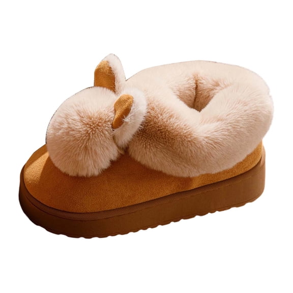 Wovix Women Cute Bow-tie Bunny Slippers for Women Rabbit Comfy Slippers Animal House Shoes Anti- Boots Gifts Daily Shoes Brown 39