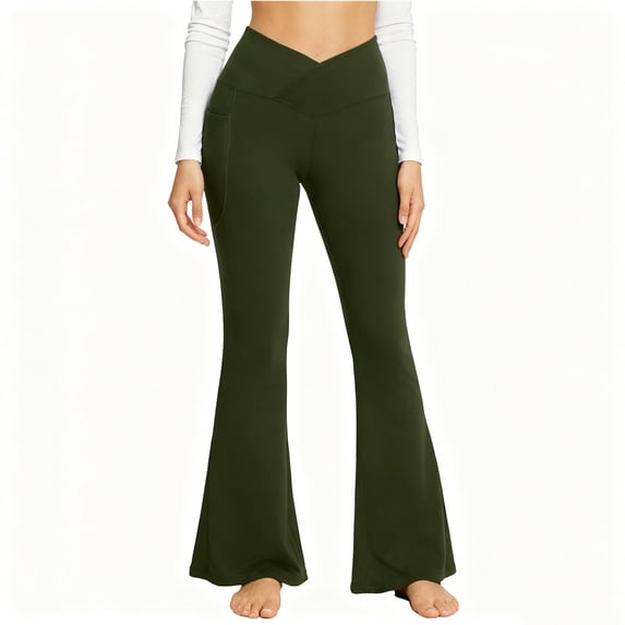 Wovix Women Flare Leggings Crossover with Tummy Control High-Waisted and Wide Leg Yoga Pants