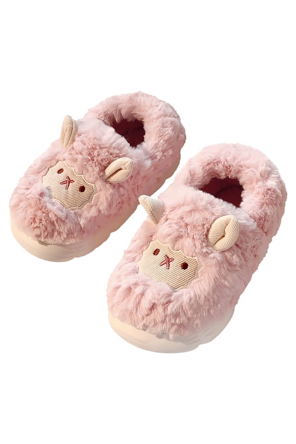 Women Flats Shoes Animal Slippers Cute Sheep Cozy Winter Plush Soft Adult Home Cotton Slippers Thermal Soft Daily