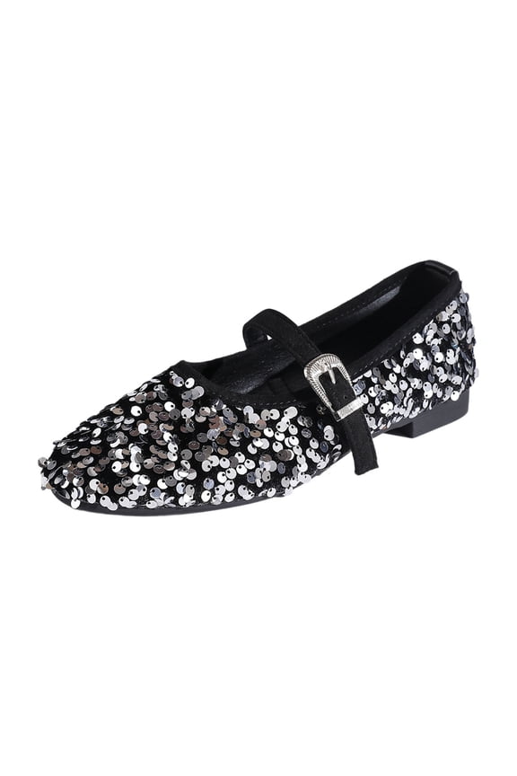 Women Flats Shoes Rhinestone Pointed Toe Fashion Ballet Flats Wedding Comfortable on Low Heel Dress Shoes Black 41
