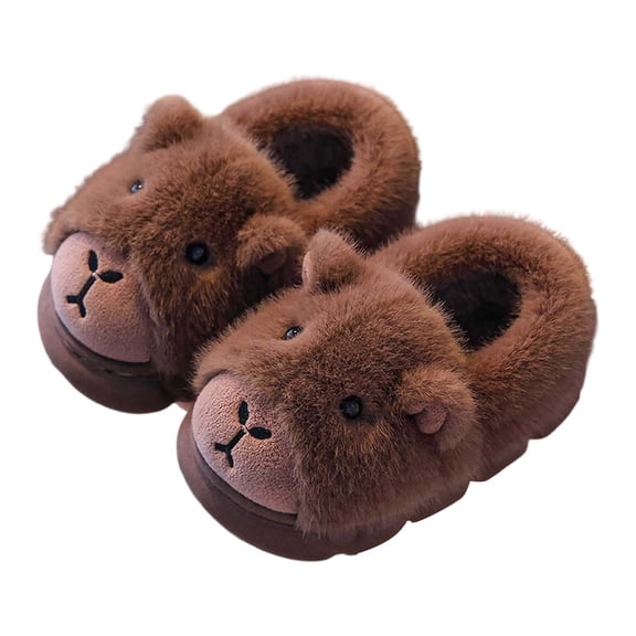 Wovix Women Fuzzy Slippers Cute Capybara Shape Soft Cozy Warm Anti-Slip Soles Indoor Fluffy Slippers Gift Comfort And Relaxation Shoes Brown 41