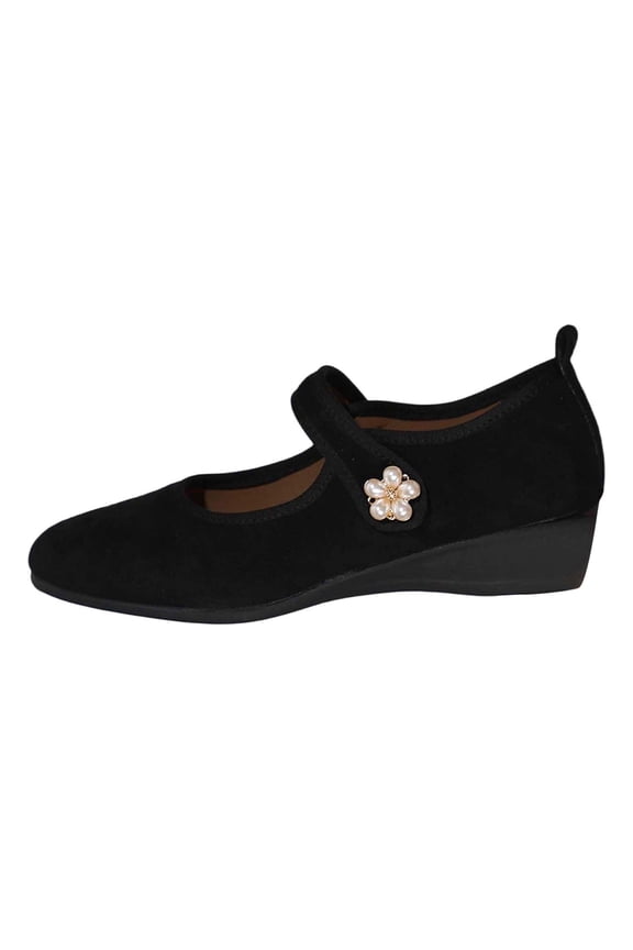 Women Girls Dress Shoes Flower Ballet Flower Flats Wedding Party School Comfy Daily Casual Shoes Black 40