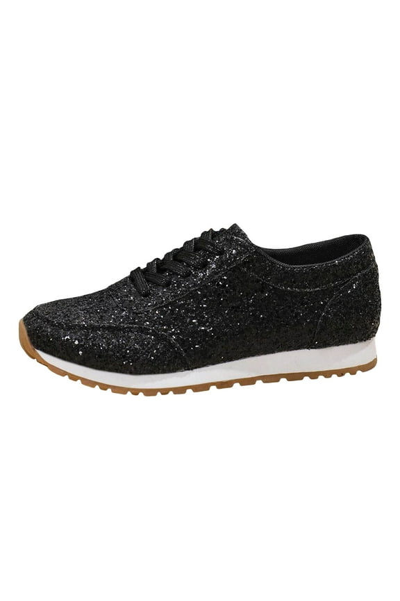 Women Glitter Sparkly Fashion Sneakers Shoes Shiny Casual Shoes Bling Sequin Concert Low Cut Lace up Shoes Lightweight Soft Daily Work