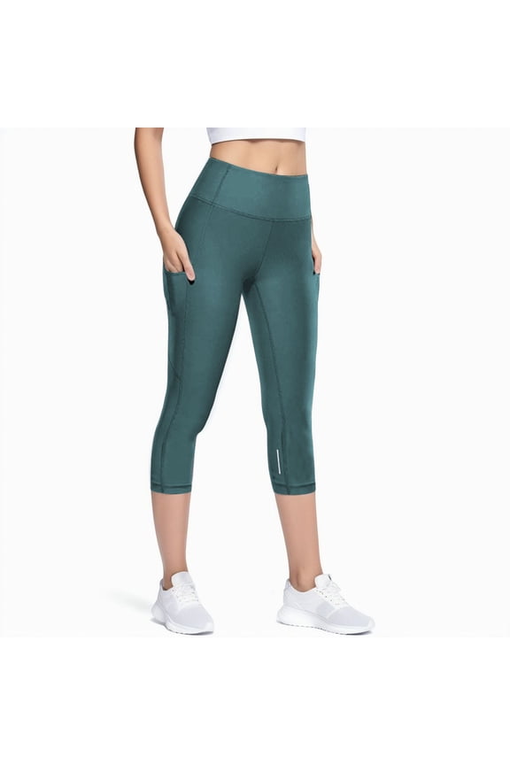 Women High Waist Yoga Leggings Non See‑Through 4 Way Stretch Tummy Control 7/8 Length Pants