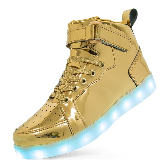 Wovix Women LED Light Up Shoes with Adjustable Hook & Loop Rechargeable High Top Sparkly Sneakers Cool Adorable Light-Up Gift Daily
