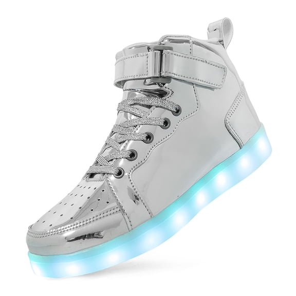 Wovix Women LED Light Up Shoes with Adjustable Hook & Loop Rechargeable High Top Sparkly Sneakers Cool Adorable Light-Up Gift Daily