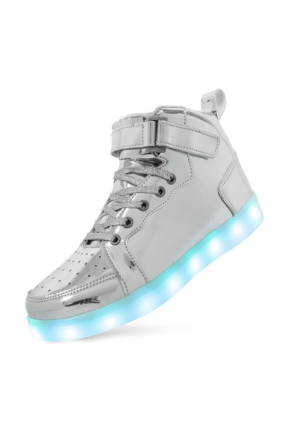 Women LED Light Up Shoes with Adjustable Hook & Loop Rechargeable High Top Sparkly Sneakers Cool Adorable Light-Up Gift Daily