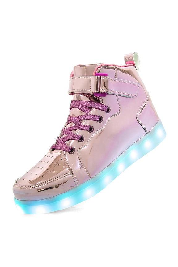 Women LED Light Up Shoes with Adjustable Hook & Loop Rechargeable High Top Sparkly Sneakers Cool Adorable Light-Up Gift Daily