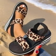thumbnail image 1 of Wovix Women Leopard Pattern Sandals Summer Elegant Comfortable Flat Slippers Beach Walking Shoes Brown 36, 1 of 7
