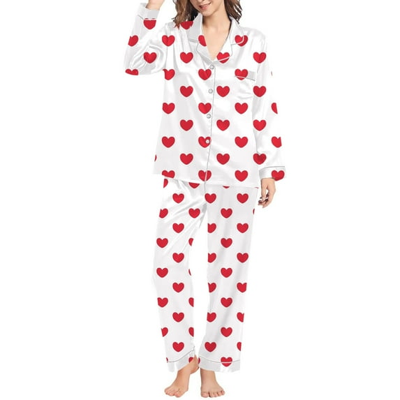 Wovix Women Matching Pajamas Set Long Sleeve V Neck Button Down Pj Set Party Sleepwear Daily 2 Piece White XXXL