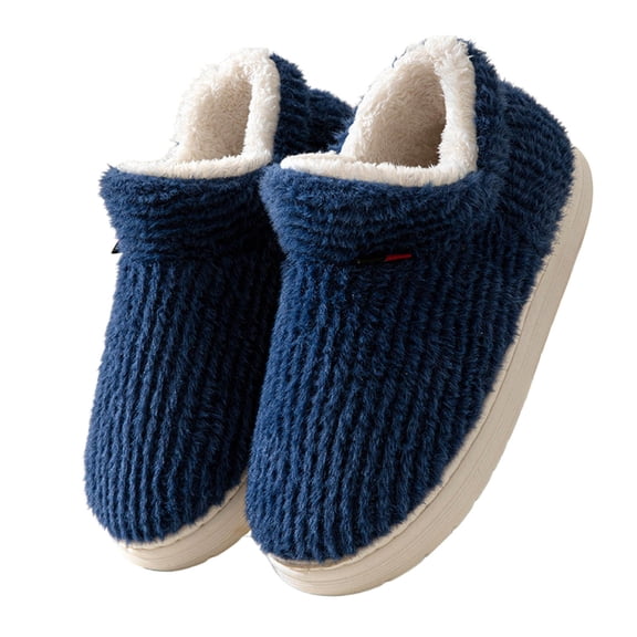 Wovix Women Men Ankle Bootie Slipper Plush Warm Indoor Outdoor Shoes Thermal Comfy Fleece Lined Memory Foam Slipper with Anti-Slip Sole Navy 47