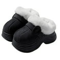 thumbnail image 1 of Wovix Women and Men Fleece Lined Clogs Shoes Memory Foam Thermal Fuzzy Slippers Winter Waterproof Indoor Outdoor Slipper Soft Slide On Comfort Platform Footwear Black 36, 1 of 4