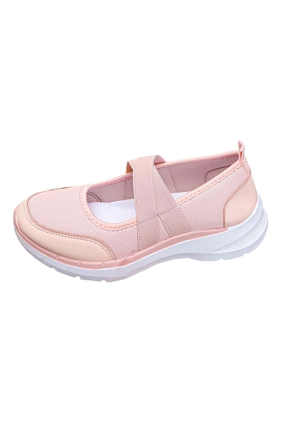 Women Nurse Platform Air Cushion Walking Sneakers Breathable Mesh Orthopedic Diabetic Wedge Ons Mary Jane Work Shoes Pink 41