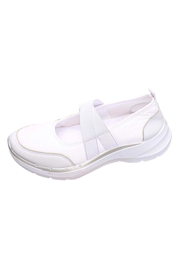 Women Nurse Platform Air Cushion Walking Sneakers Breathable Mesh Orthopedic Diabetic Wedge Slip Ons Mary Jane Work Shoes White 37