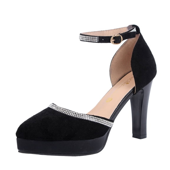 Wovix Women Pumps Close Toe High Heels Classic Pointed Toe Mary Jane Comfortable Low Platform Ankle Strap Dress Shoes Carnival