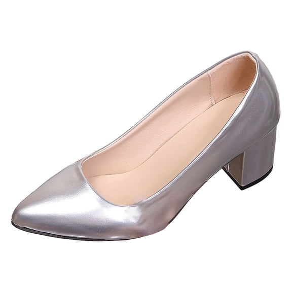 Wovix Women Pumps Pointed Toe Slip on Mid Heel Dress Office Chunky Block Heels Shoes Elegant Soft Daily Carnival High Heels