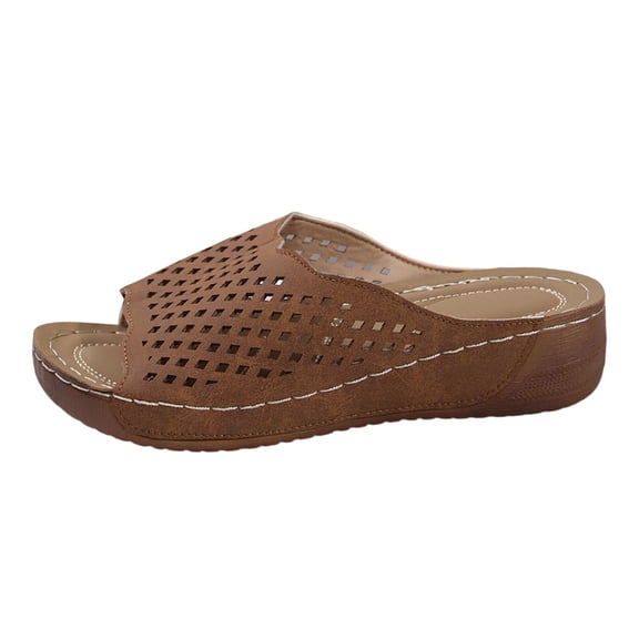 Wovix Women'S Slipper Artificial Leather Breathable Casual Work Sandals Lightweight Cushion Beach Shoes Open Toe Footwear Indoor Outdoor Shoes Black 37